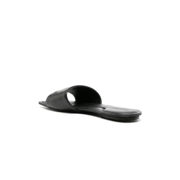 Courreges Logo Patch Leather Slide Sandals in Black 37 - Picture 4 of 5